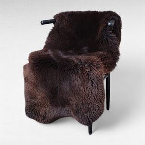 Lush Dark Brown Holland Sheepskin Fur Rug 51" x 31"